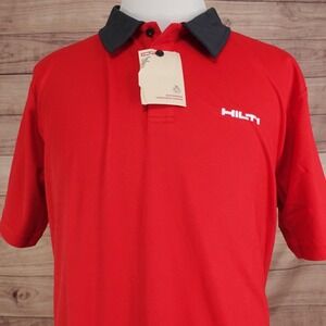 Hilti Tools Polo Shirt Mens 3XL Red Polyester Breathable Workwear Black Collar